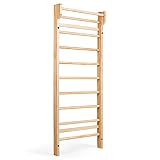 GOPLUS Sprossenwand aus Kiefernholz, Turnwand bis 100kg belastbar, Kletterwand für Kinderzimmer, Klettergerüst für Erwachsene und Kinder, 195 x 80 x 14 cm
