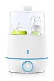 alobeby Flaschenwärmer Baby, 6-in-1 Doppel Sterilisator für Babyflaschen und Babykostwärmer, Warmhaltung, Genaue Temperaturregelung, geeignet für alle Babyflaschen, LCD-Display, 1678-12