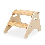 B. spaces Stabiler Tritthocker Kinder aus Holz – Hocker, Schemel mit 2 Stufen – Kindermöbel cremeweiß für Bad, Küche, Kinderzimmer ab 2 Jahre, Klein, Weiß