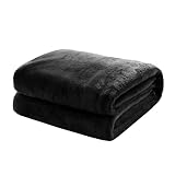 Kuscheldecke Flauschige extra weich & warm Wohndecke Flanell Fleecedecke, Falten beständig/Anti-verfärben als Sofadecke oder Bettüberwurf, Größe:150 cm x 200 cm, Farbe:Schwarz