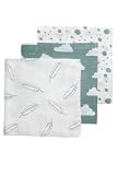 Meyco Stoffwindeln - 3er Set - 70x70cm - Feder-Wolke-Punkte - Stone Green/Weiß