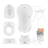 Hylat Baby Baby Badewanne Set mit Gestell und Badewannensitz - für Neugeborene und Babys - stabil und bequem