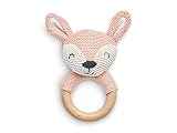 Jollein 054-014-65322 Beißring, Hirsch blassrosa, rosa, Durchmesser- 7cm, 36 g