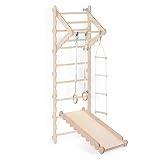 MAMOI® Sprossenwand für Kinder | Indoor Klettergerüst | Sprossenwand Kinderzimmer | Turnwand aus natürlichem Holz (XXL/XL/L) | Kinder Klettergerüst Indoor | CE | 100% ECO | Made in EU