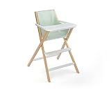 Geuther Klapp-Hochstuhl TRAVELLER Baby Hochstuhl mit Tisch Zusammenklappbares Reisezubehör Babystuhl mit 3-Punkt Sicherheitsgurt & Essbrett Platzsparend & schadstofffrei Weiß/Natur