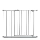 hauck Stop N Stop 2, Silber – Schutzgitter Treppe und Tür 96–101 cm – Kindersicheres Absperrgitter ohne Bohren – Manuelle 1 Hand Öffnung – nur für Innen - Auch für Hunde