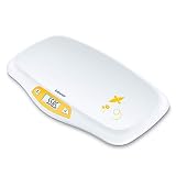 Beurer BY 80 Babywaage, mit gewölbter Oberfläche, 20 kg Tragkraft, Tara- und Holdfunktion für strampelnde Babys, Messung und Anzeige in 5g-Schritten, auch als Tierwaage verwendbar