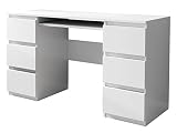 Schreibtisch Glen, 6 Schubladen Schülerschreibtisch Computertisch Arbeitstisch Kinderschreibtisch PC-Tisch Kinderzimmer Jugendzimmer (Weiß)