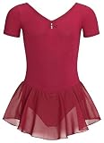 tanzmuster ® Ballettkleid Mädchen Kurzarm - Betty - (Größe 92-170) aus extra weichem Baumwollstoff mit Glitzersteinen und Chiffon Röckchen fürs Kinder Ballett