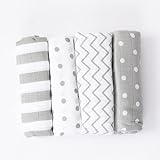 Cuddlebug „Punkte und Streifen“ 4 Stück 120 cm x 120 cm Lange Baby Decke für Babys | 5 Farbkollektionen | Musselin Decke | Babydecke Mädchen oder Jungen | Babydecke Baumwolle