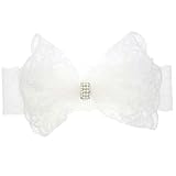 Beaums Children's pearl headband white Baby Haarband Stirnbänder für Mädchen Baby Mädchen Weiß Spitzebowknot Haarband