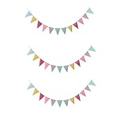 3PC Stoff Wimpel Girlande Wimpelkette Stoff Wimpelkette Kinderzimmer Multicolor Wimpel Banner Wimpel Girlande Draußen Outdoor Dekoration für Hochzeit Party Weihnachten Geburtstagsfeier（4m Wimpel）