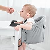 PandaEar Baby Tischsitz Faltbar Babysitz für Esstisch| Faltbar Hochstuhl Sitzerhöhung Tragbar für Hause und Unterwegs mit Transporttasche, Sicherheitsgurt, Rutschfestem Clip (6 bis 36 Monate,15 KG)
