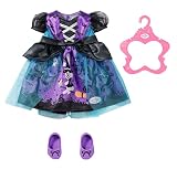Zapf Creation 833742 BABY born Halloween Kleid 43cm- Puppenoutfit Bekleidungsset Halloween Kostum für Puppe mit Schuhen, lila