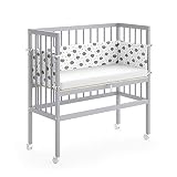 VitaliSpa Beistellbett inkl Nestchen geeignet für Boxspringbett Babybett Stubenbett Sophie Stillbett grau