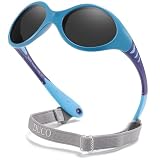 DUCO Kinder Sonnenbrille Polarisierte Sportbrille TPEE Flexibeles Gestell für Baby Mädchen oder Junge 0-24 Monate K012 (Blau)
