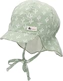 Sterntaler Baby Jungen Schirmmütze Baby Schirmmütze mit Nackenschutz lang Kaktus Sonnenhut - Schiebermütze, Baskenmütze - waschbar - mittelgrün, 49