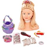 Götz 1192052 Haarwerk mit blonden Haaren und blauen Augen - 28 cm hoher Frisierkopf- und Schminkkopf in 57-teiligen Set - geeignet für Mädchen ab 3 Jahren