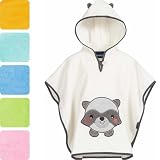 Morgenstern Badeponcho Kinder 1–3 Jahre mit Kapuze – 100% Baumwolle OEKO TEX® Handtuchponcho Kleinkind – Weicher Strandponcho mit Motiv, Farbe: beige