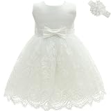 AHAHA Baby Mädchen Prinzessin Kleid Blumenmädchenkleid Taufkleid Festlich Kleid Hochzeit Partykleid Festzug Babybekleidung 18M/16-20monat Weiß