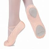 tanzmuster Ballettschuhe Mädchen - Charlie - Geteilte Ledersohle - rosa-apricot Größe 28- Ballettschläppchen für Kinder - rosa Tanzschuhe fürs Ballett