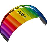 HQ Lenkmatte Lenkdrachen Symphony Beach III 1.8 Rainbow, Zweileiner Matte, Drachen für Kinder und Erwachsene, 60x180cm, inkl. 80kp Blendline Schnüre, 2x25m auf Winder mit Schlaufen, Drachen ab 12 Jahre