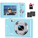 Sevenat Digitalkamera Fotokamera Autofokus 32G Karte FHD 1080P 48MP 16× Digitalzoom Einfache Bedienung Kompaktkamera Fotoapparat für Kinder Jugendliche Anfänger Blau