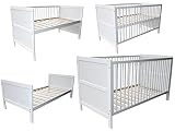 Micoland Kinderbett 3in1 Kinderbett / Beistellbett / Juniorbett 140x70cm weiß