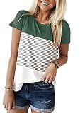 Carolilly Stillshirt Damen Umstandstop Lagendesign Umstandsmoden Damen Nursing T-Shirt Schwangerschaft Top mit Verdecktem Ausschnitt (Grün, L)