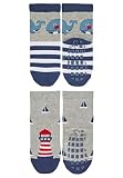 Sterntaler Baby-Jungen Doppelpack Wal+Leuchtturm ABS Söckchen, blau, 22 8002223