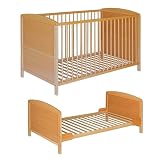Best For Kids Gitterbett 2 in 1 Patrick 70x140 cm Juniorbett Kinderbett Babybett in Zwei Farben (Natur)