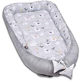 PaLulli 120x60 cm Babynest Babynestchen XXL Babykokon, 2seitig, 100% Baumwolle, Kissen, Nestchen für Babybett, Kuschelnest, Reisebett für Baby und Säuglinge (Sterne)