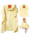 Baby Handtuch Kapuze Baby Badetücher Baumwolle für Baby Mädchen und Jungen Handtuch mit Kapuze weiches Kapuzenhandtuch Badetuch mit niedlichen Ohren für Babybaden Gelb