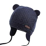 JOYORUN Unisex - Baby Mütze Beanie Strickmütze Unifarbe Wintermütze Navy Blau 38-42cm (Hersteller Größe: S)