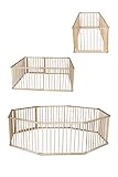 dibea Baby-Laufstall Holz-Laufgitter mit Tür, 8 Elemente je 90x68 cm