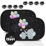 iZoeL Auto Sonnenschutz Baby mit Saugnapf Sonnenblende Kinder Autofenster Seitenscheibe Sonnenschutzfolie Elefante