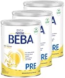 BEBA PRE - Anfangsmilch von Geburt an, Nur Laktose, Ohne Palmöl, Ohne Fischöl, Babynahrung, Baby-Milchpulver, 3er Pack (3 x 800g)