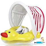EDWEKIN® Baby Schwimmring, Baby Schwimmhilfe mit abnehmbarem Sonnendach, Baby Schwimmtrainer, Schwimmreifen für Babys, Kleinkinder; 9 Monate bis 36 Monate und 18kg.