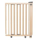Geuther 2732+ schwenkbares Türschutzgitter Passung 58 cm - 105 cm TÜV/GS zertifiziert Türgitter zum Bohren extra hohes Babygitter stufenlos einstellbar Sicherheitsverschluss Natur