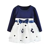 Allence Kleider für Mädchen Kinder Baby Mädchen Langarm Blumen Blumen Prinzessin Kleid T-Shirt Kleidung Set Kinder Kleider Mädchen Blume T-Shirt