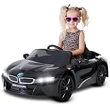 Actionbikes Motors Kinder Elektroauto BMW i8 - Lizenziert - 2 x 25 Watt Motor - Eva Weichgummireifen - 2,4 Ghz Fernbedienung (Schwarz I12)