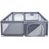 ONVAYA® Laufgitter | Laufstall für Babys | 160 x 160 cm | Schutzgitter für Kinder | Rechteckiges Krabbelgitter | Absperrgitter | Babyzaun in Grau | sicher & schadstofffrei