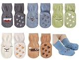 Exemaba Rutschfeste Socken für Baby Mädchen Jungen 5 Paar Kinder Anti Rutsch Socken Sportsocken Stoppersocken(6-12 Monate, B 5 Farben)