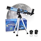 AOMEKIE Teleskop Kinder Einsteiger 40/400 Astronomisches Fernrohr Refraktor mit Aluminium Stativ und Sucherfernrohr