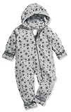 Playshoes Fleece-Overall Unisex Kinder Jumpsuit, grau Sterne, 92