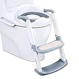 Kinder Toilettentrainer mit Treppe, Scothen Kinder Toilettentrainer Faltbar Leiter Toilettentrainer Lerntöpfchen mit Treppe Baby Wc-Sitz für 38-42cm ToilettenHöhe, 1-7 Jahren (Grau)