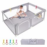Dripex Laufstall Baby 120x180cm Laufgitter Absperrgitter mit atmungsaktivem Netz Schutzgitter Krabbelgitter für Kinder, große Sicherheitsspielplatz, Grau