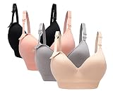 Oliked Still-BH für Frauen, Soft Cup, 3-4 Stück, 4 Stück (Schwarz + Grau + Rosa + Beige), M