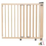 Geuther 2734+ schwenkbares Türschutzgitter Passung: 86 cm - 133 cm TÜV/GS zertifiziert Treppenschutzgitter zum Bohren hohes Babygitter stufenlos einstellbar Sicherheitsverschluss Natur