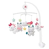 Fehn Musik Mobile Aiko & Yuki - Baby Einschlafhilfe Musikspielzeug mit süßen Tieren - Babymobile Spieluhr Melodie 'Mozarts Wiegenlied' - Musikmobile Babybett Spielzeug für Babys von 0–5 Monaten